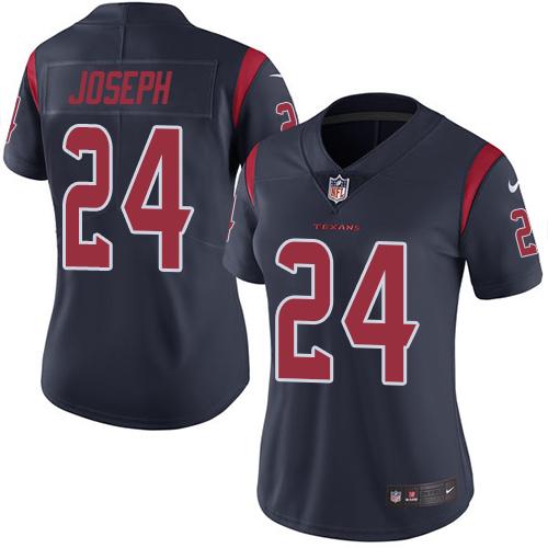 Nike Texans #24 Johnathan Joseph Navy Blue Women's Stitched NFL Limited Rush Jersey